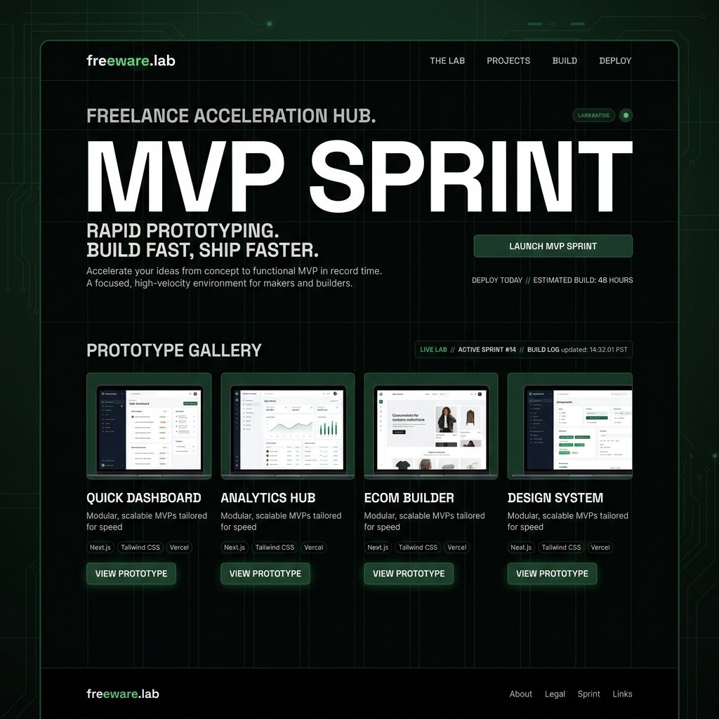 freeware.lab landing page mockup